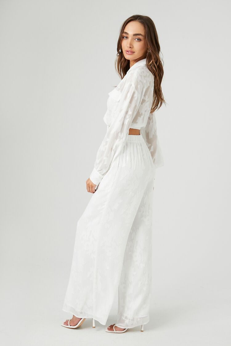 Floral Chiffon Cropped Shirt & Pants Set