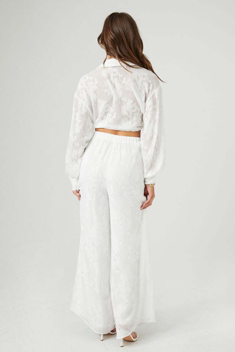 Floral Chiffon Cropped Shirt & Pants Set