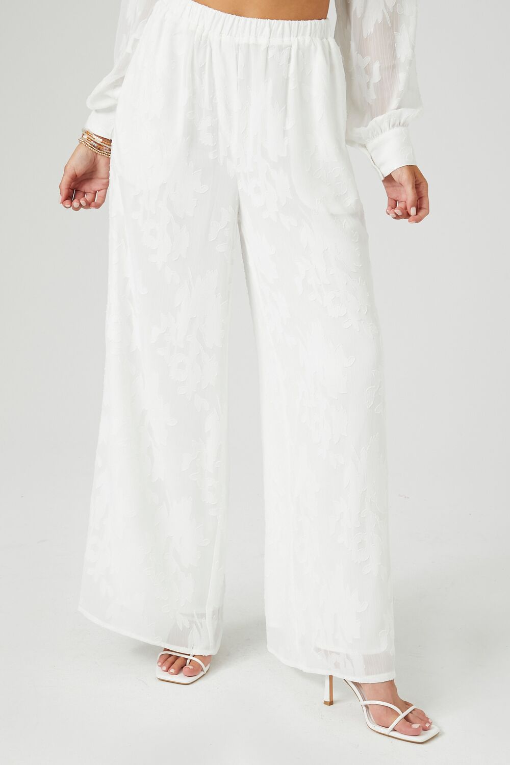 Floral Chiffon Cropped Shirt & Pants Set
