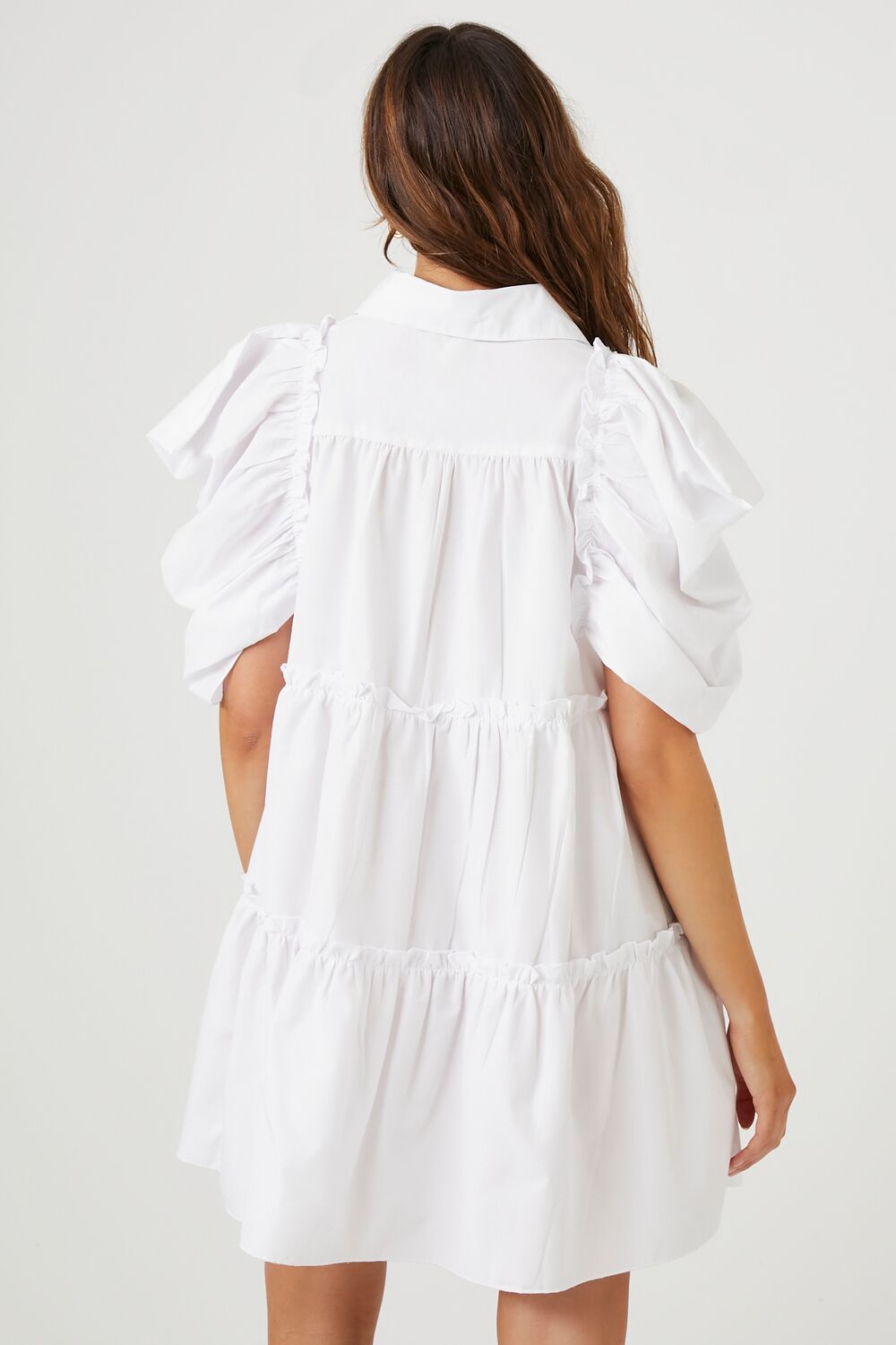 Tiered Puff-Sleeve Shift Dress