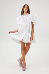 Tiered Puff-Sleeve Shift Dress
