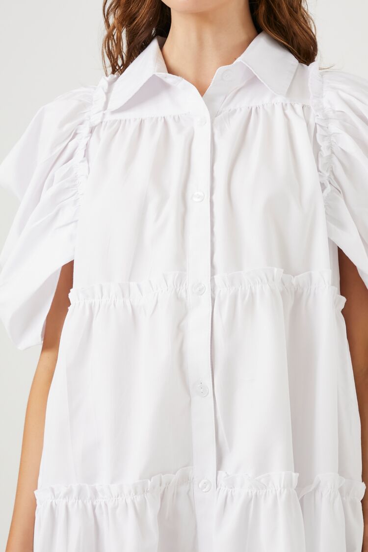 Tiered Puff-Sleeve Shift Dress