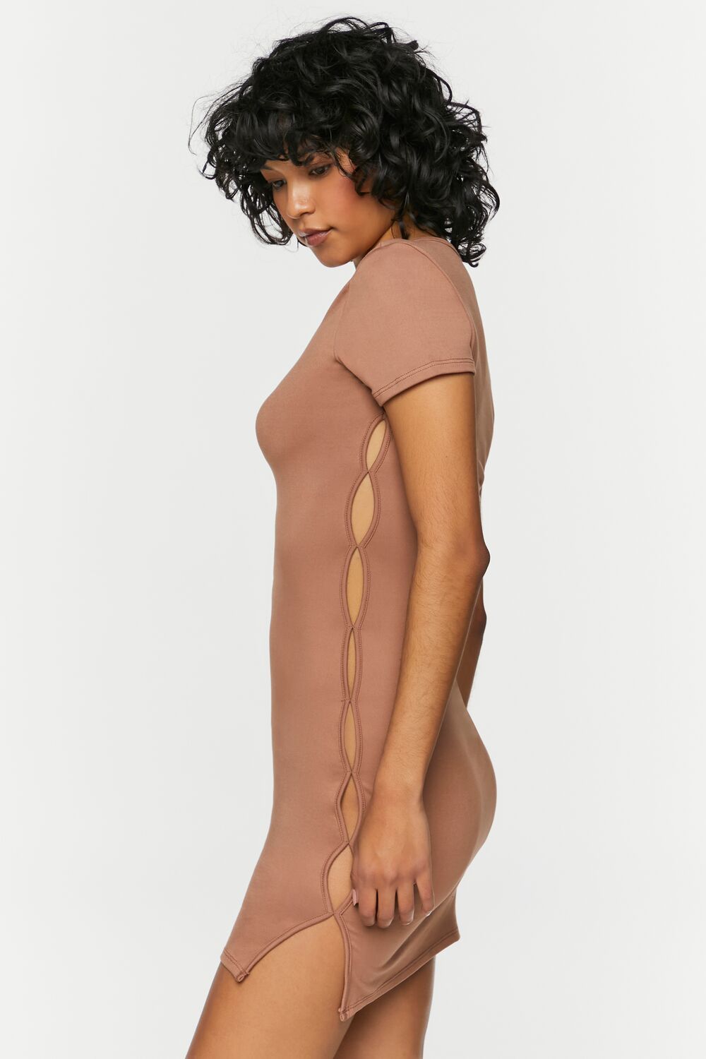 Short-Sleeve Cutout Mini Dress