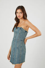 Frayed Denim Bodycon Mini Dress