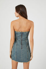 Frayed Denim Bodycon Mini Dress