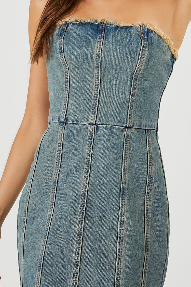 Frayed Denim Bodycon Mini Dress