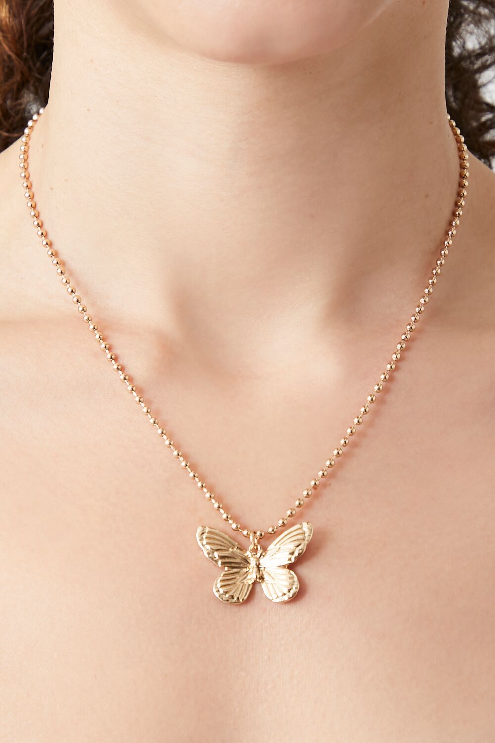Etched Butterfly Pendant Necklace