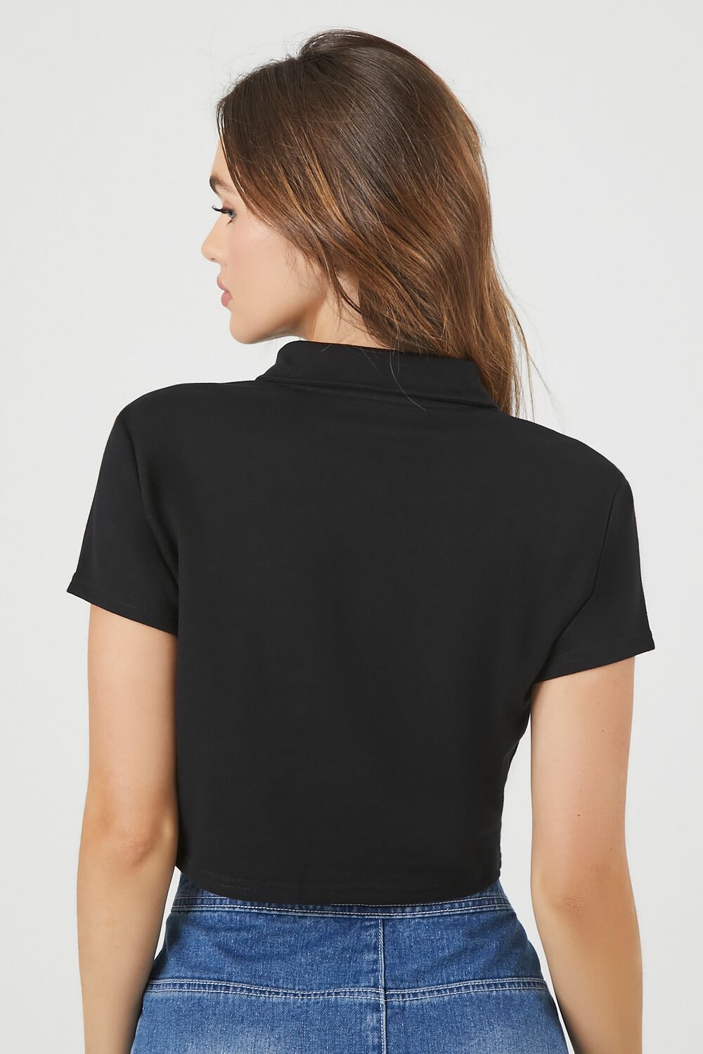 Cropped Terry Cloth Polo Shirt