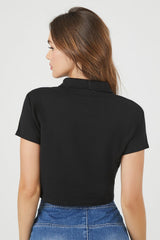 Cropped Terry Cloth Polo Shirt