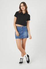 Cropped Terry Cloth Polo Shirt