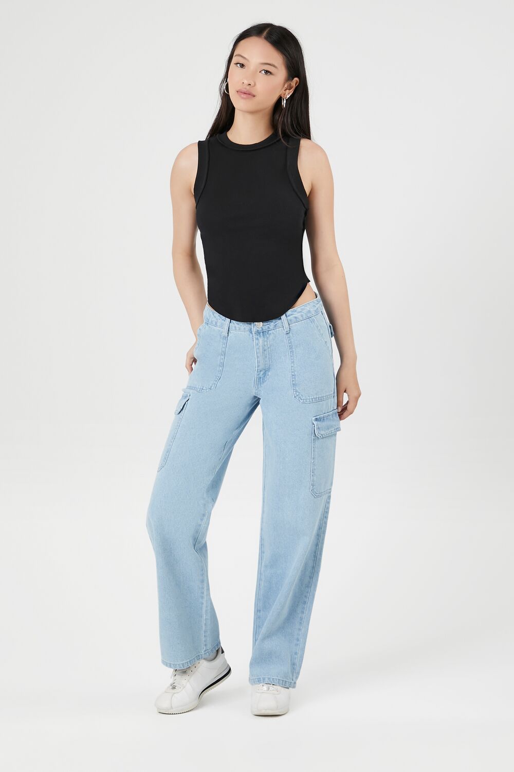 Cropped Curved-Hem Tank Top