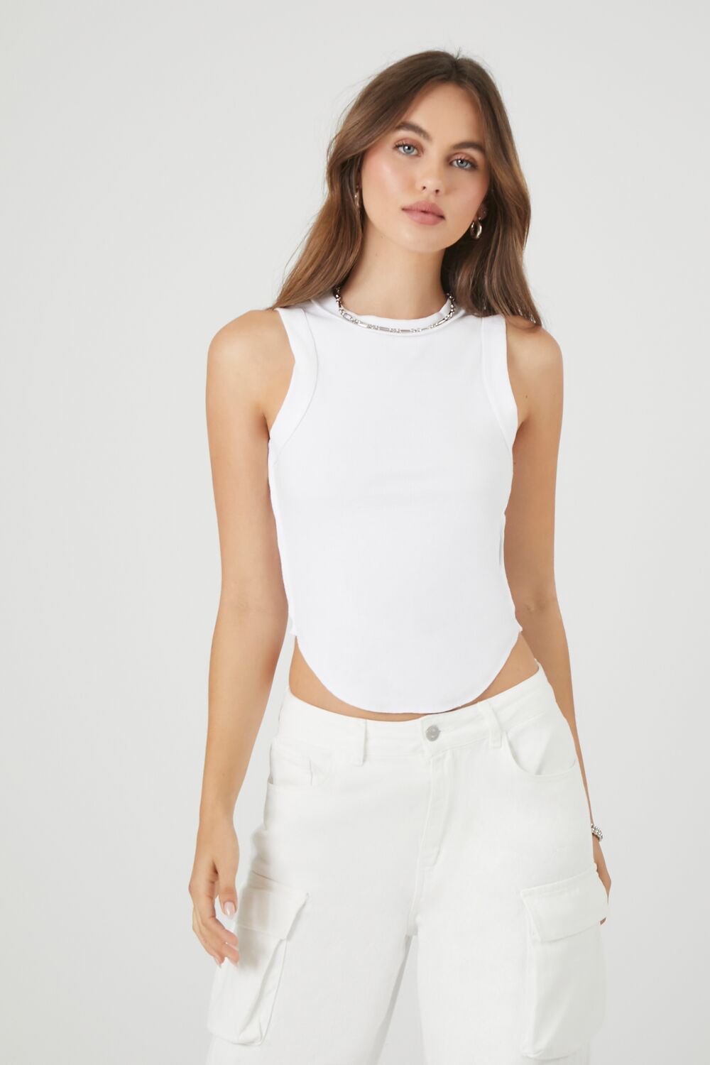 Cropped Curved-Hem Tank Top