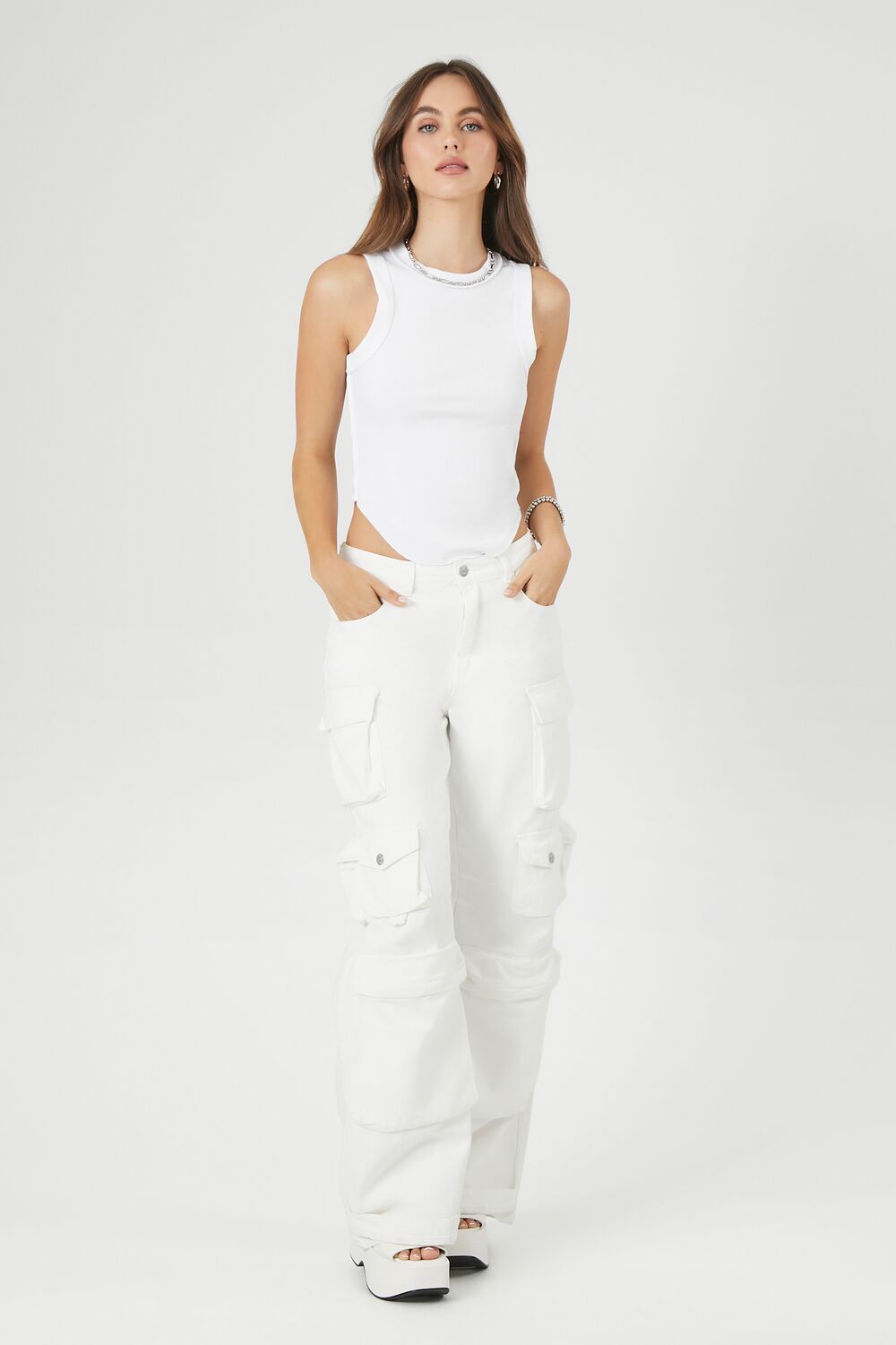 Cropped Curved-Hem Tank Top