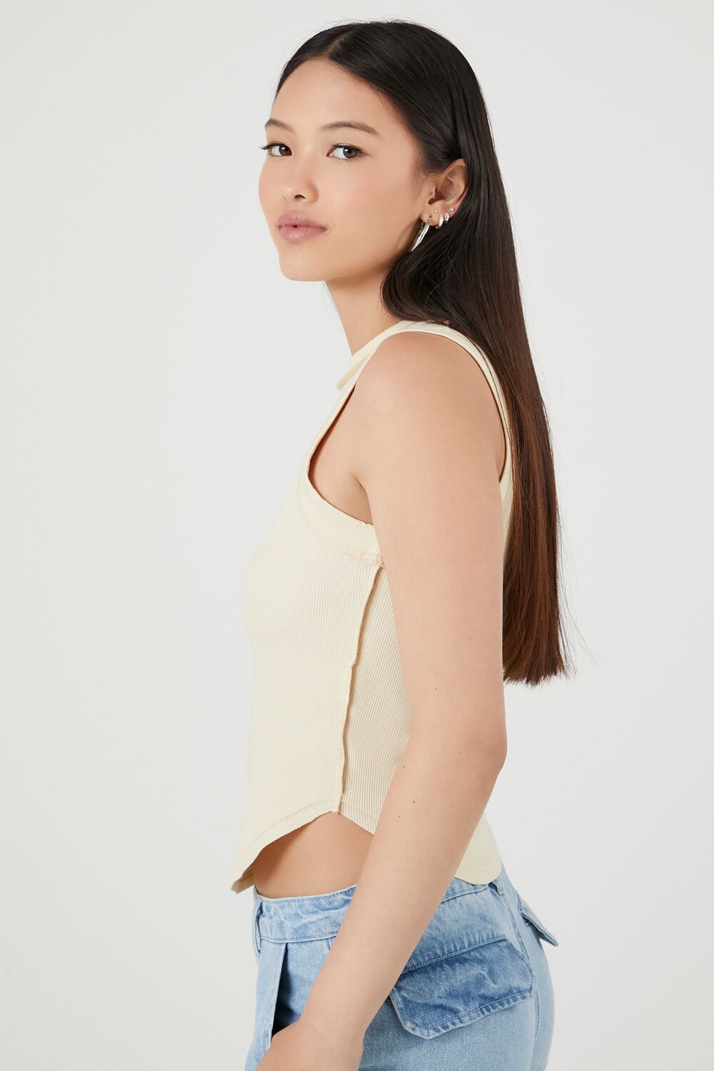 Cropped Curved-Hem Tank Top