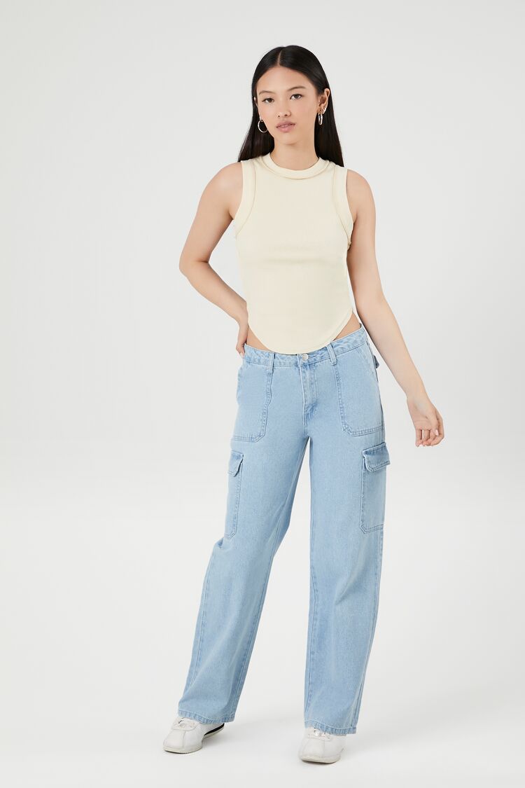 Cropped Curved-Hem Tank Top
