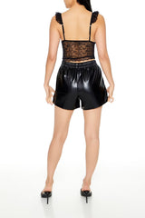 Faux Leather Mid-Rise Shorts
