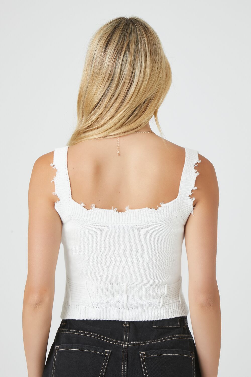 Distressed Sweater-Knit Tank Top