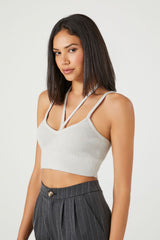 Sweater-Knit Halter Cropped Cami