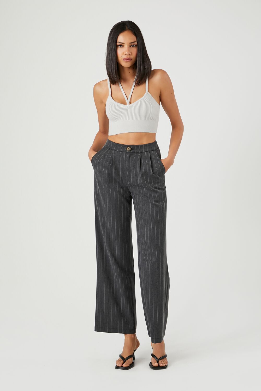 Sweater-Knit Halter Cropped Cami