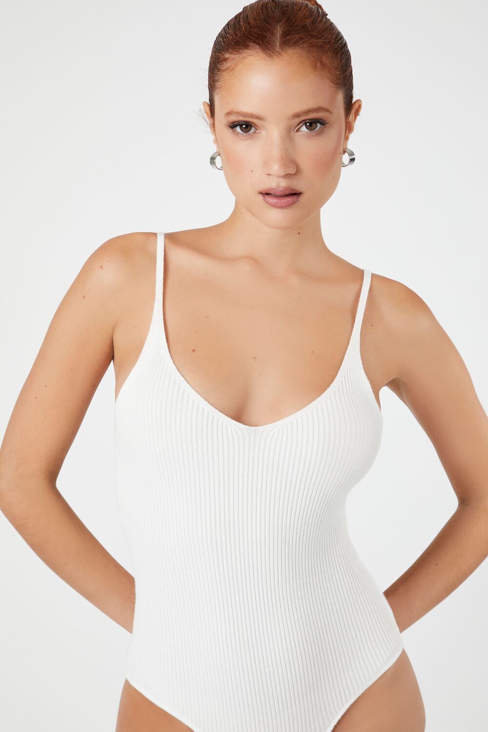 Sweater-Knit V-Neck Cami Bodysuit
