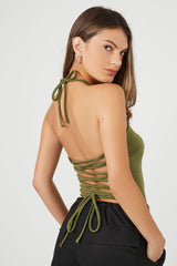 Strappy Lace-Up Halter Top