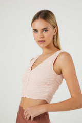 Ruched Mesh Crop Top