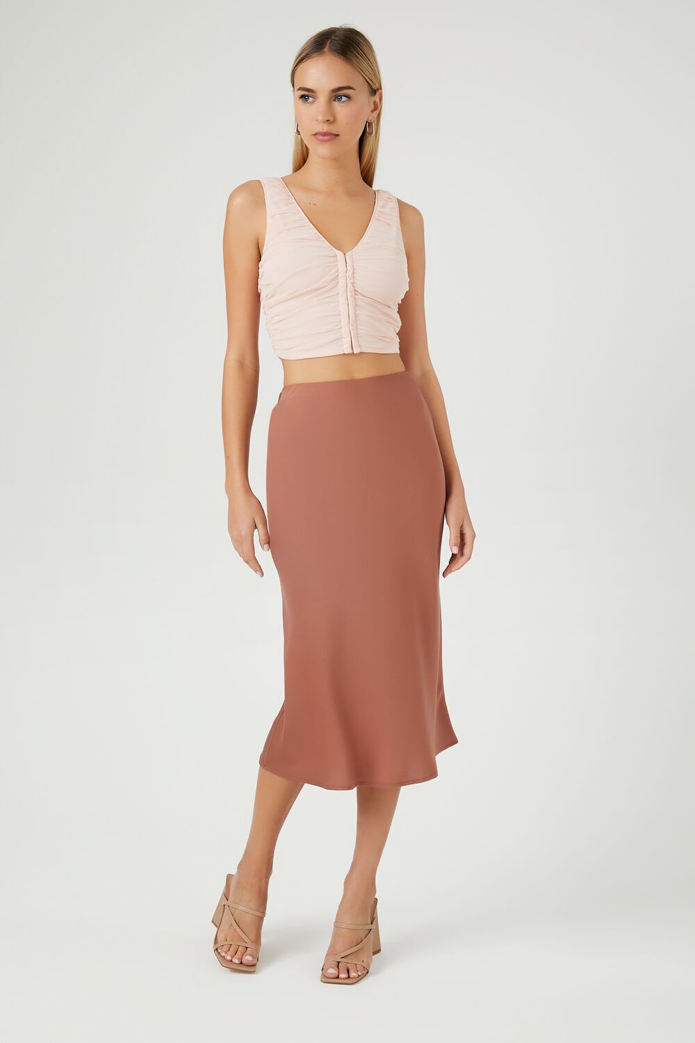 Ruched Mesh Crop Top