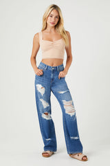 Cropped Lace-Trim Tank Top