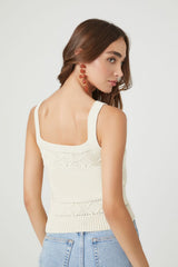 Pointelle Sweater-Knit Tank Top