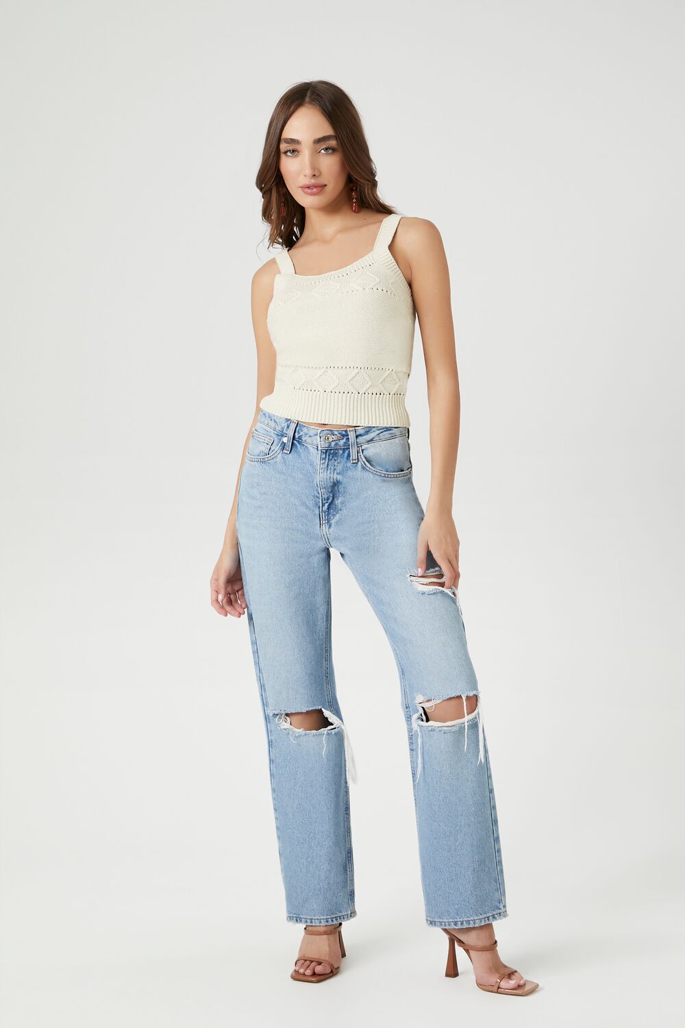 Pointelle Sweater-Knit Tank Top