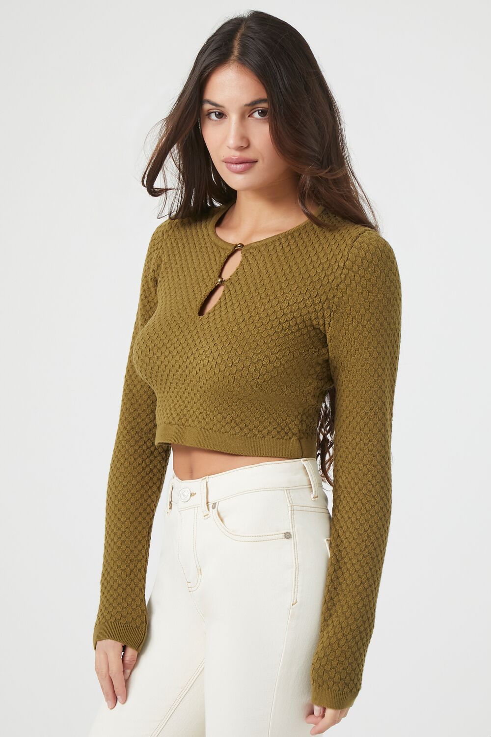 Sweater-Knit Cutout Crop Top