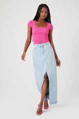 Sweater-Knit Ribbed Crop Top