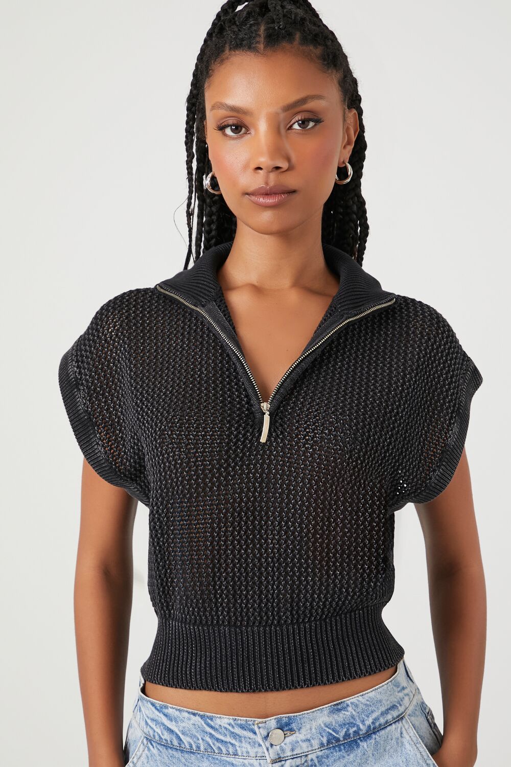 Sweater-Knit Half-Zip Pullover