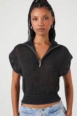 Sweater-Knit Half-Zip Pullover