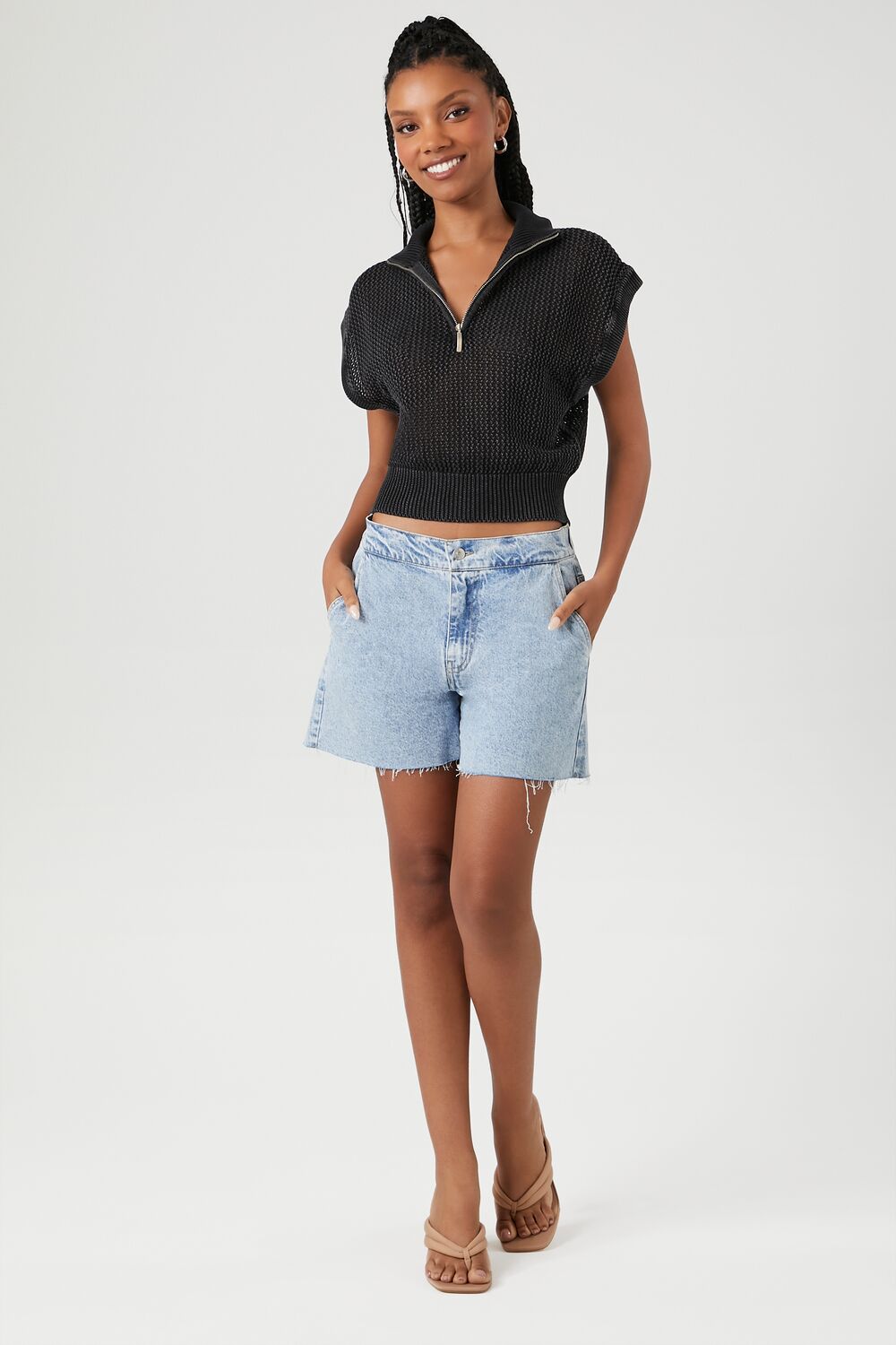 Sweater-Knit Half-Zip Pullover