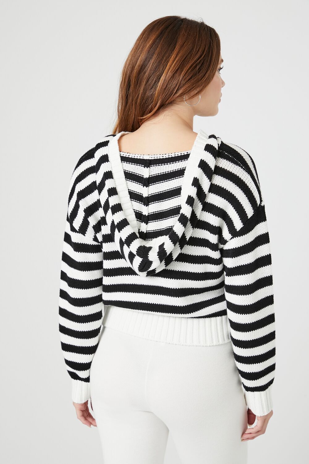 Striped Hooded Half-Zip Sweater