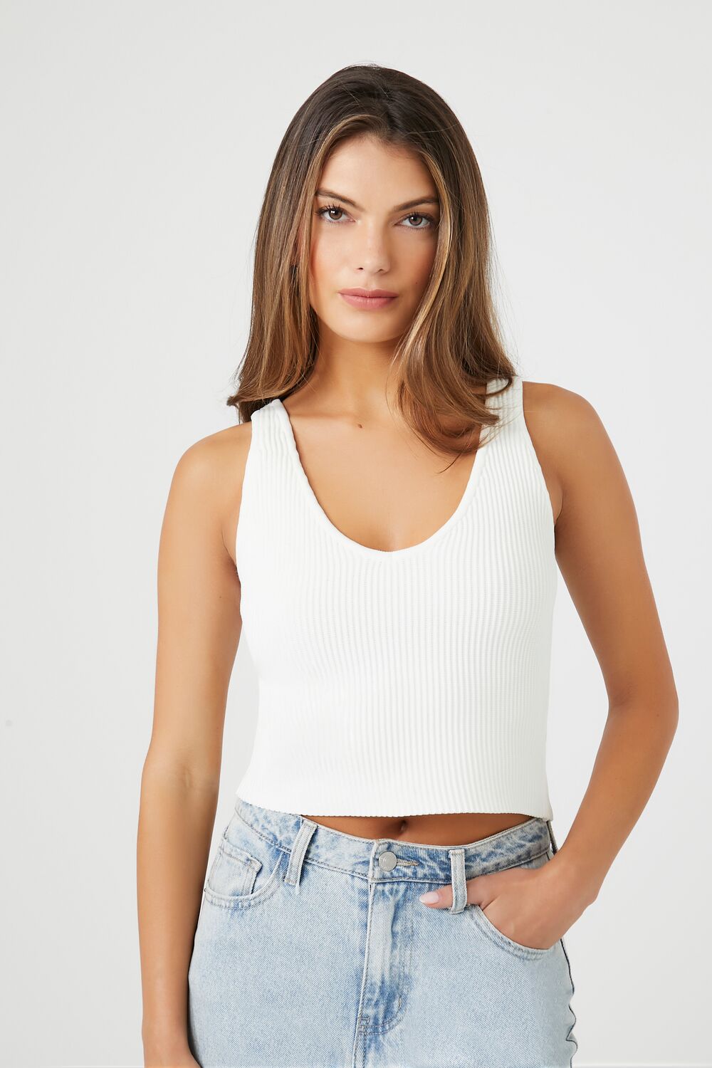 Compact Ribbed Knit Tank Top