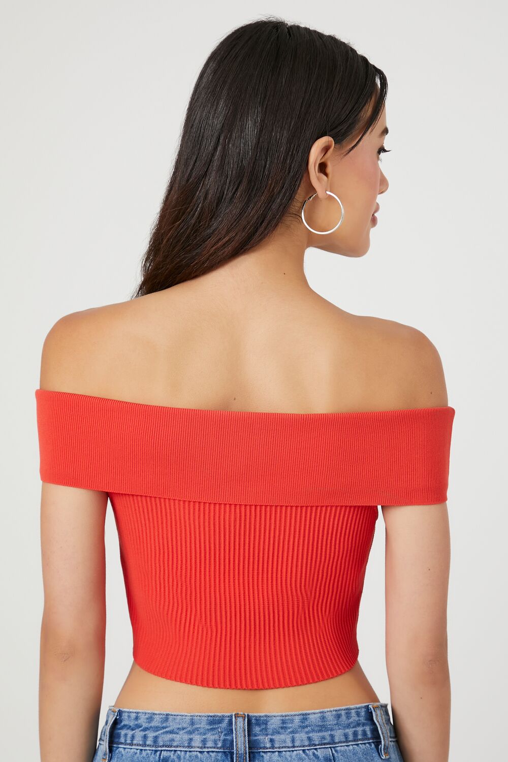 Sweater-Knit Off-the-Shoulder Top
