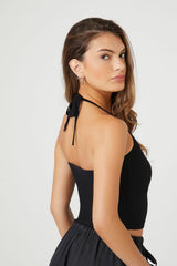 Compact Ribbed Knit Halter Cami