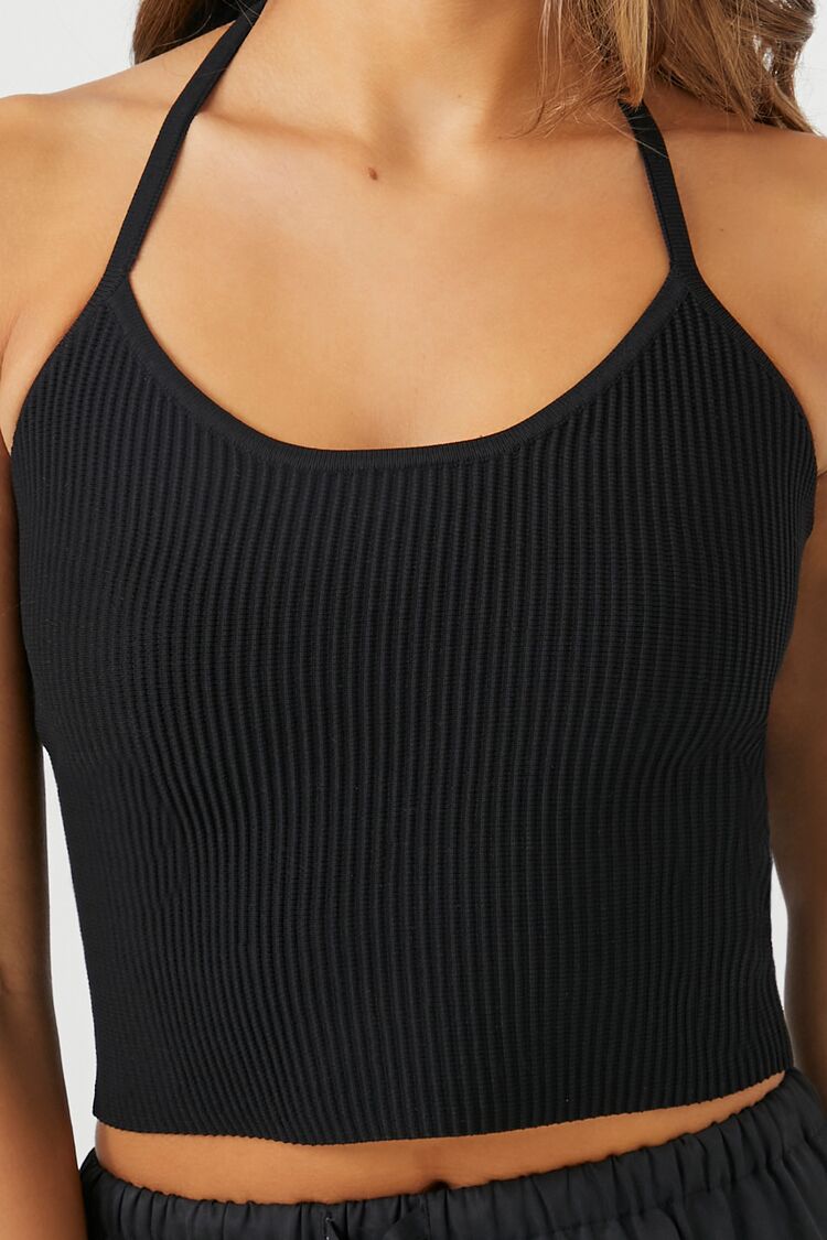 Compact Ribbed Knit Halter Cami