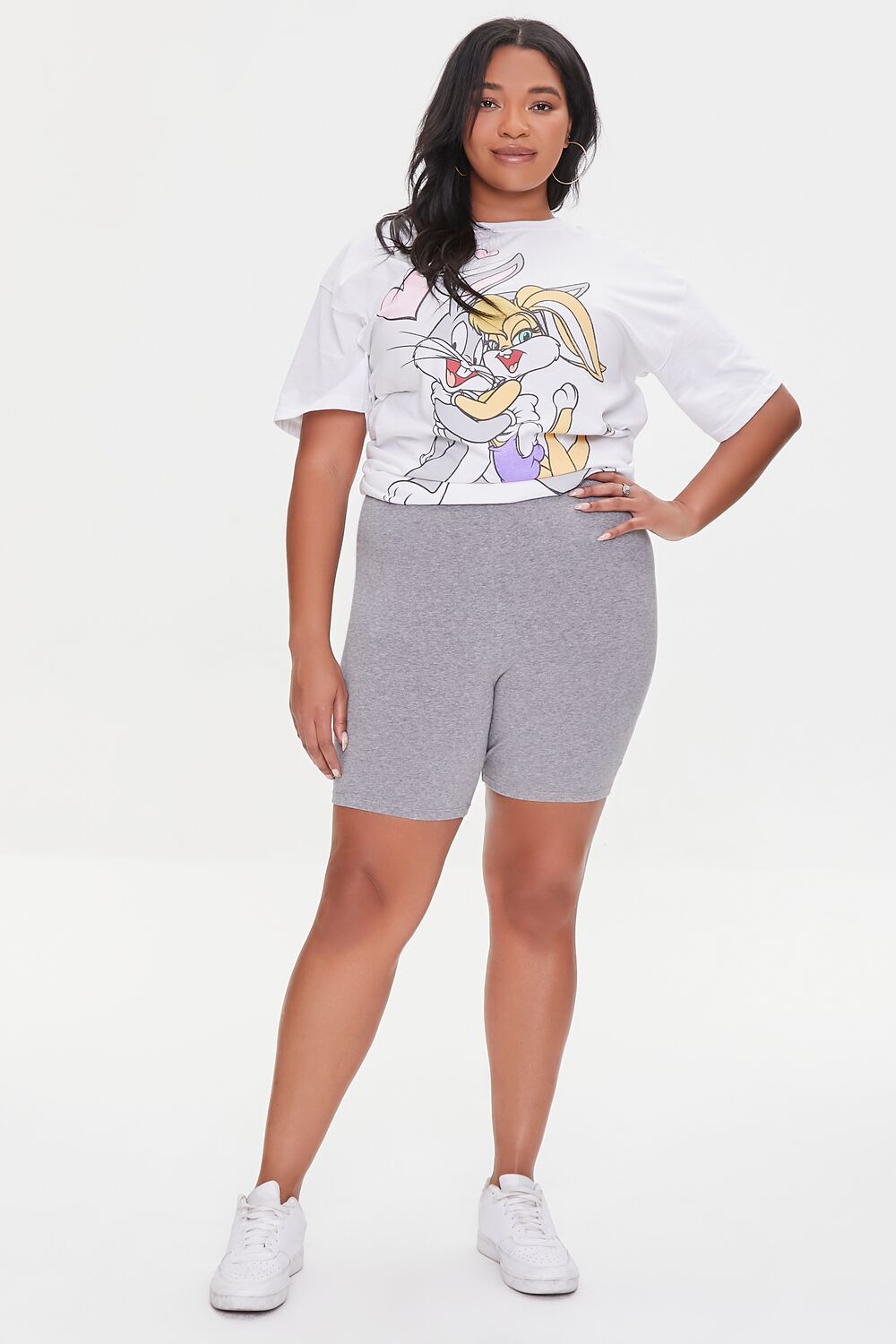 Plus Size Basic Cotton Biker Shorts