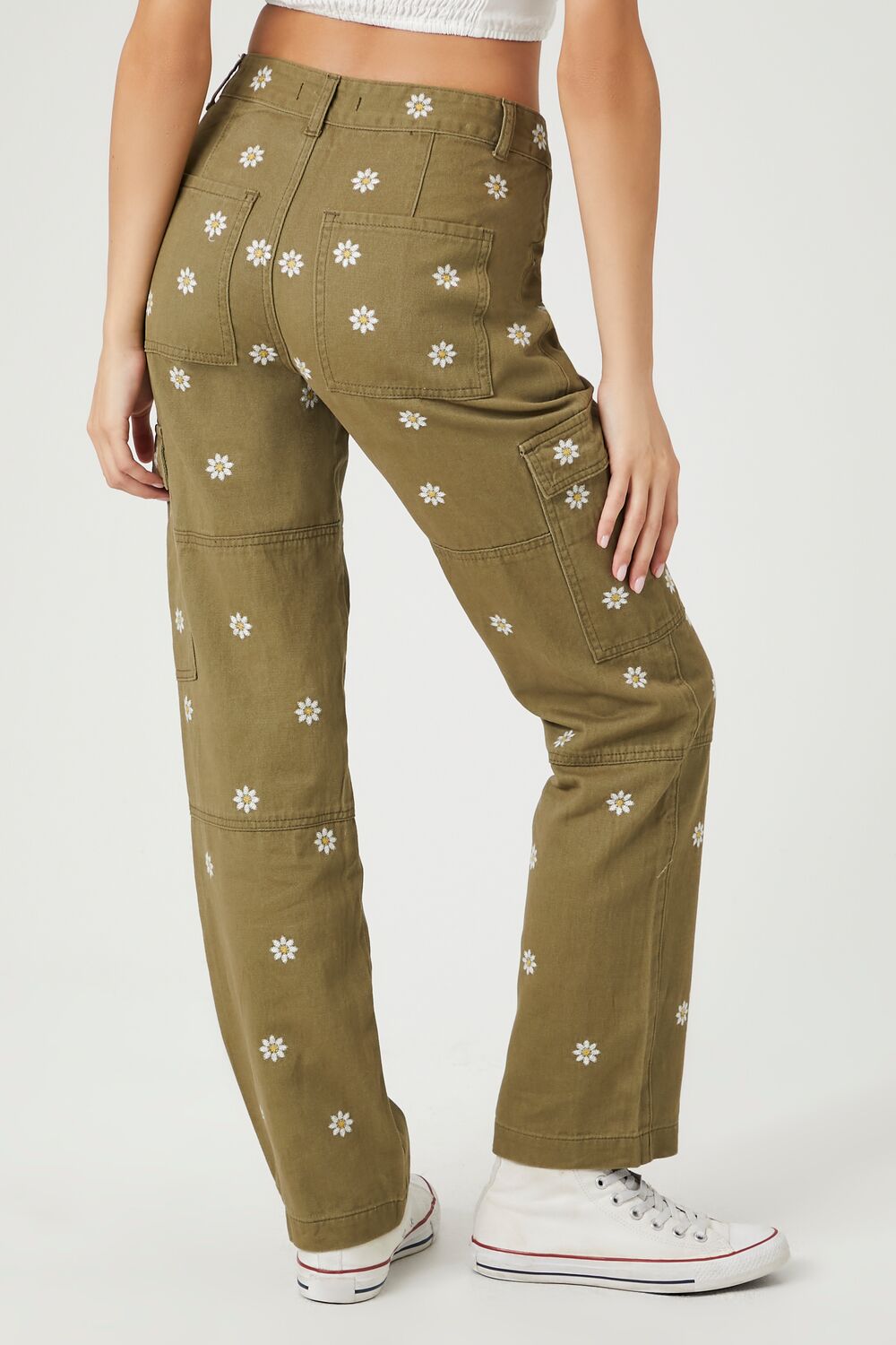Embroidered Daisy Cargo Pants