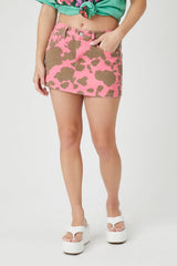 Twill Cow Print Mini Skirt