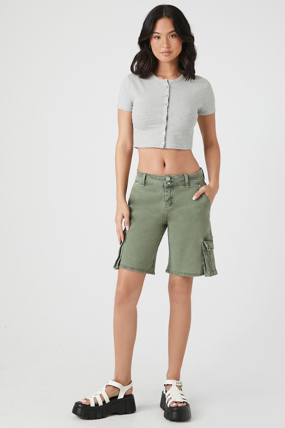 Button-Front Crop Top