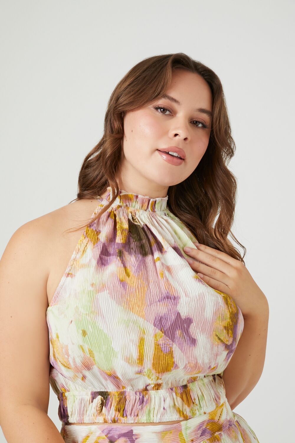 Plus Size Watercolor Print Top