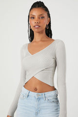 Sweater-Knit Crossover Crop Top