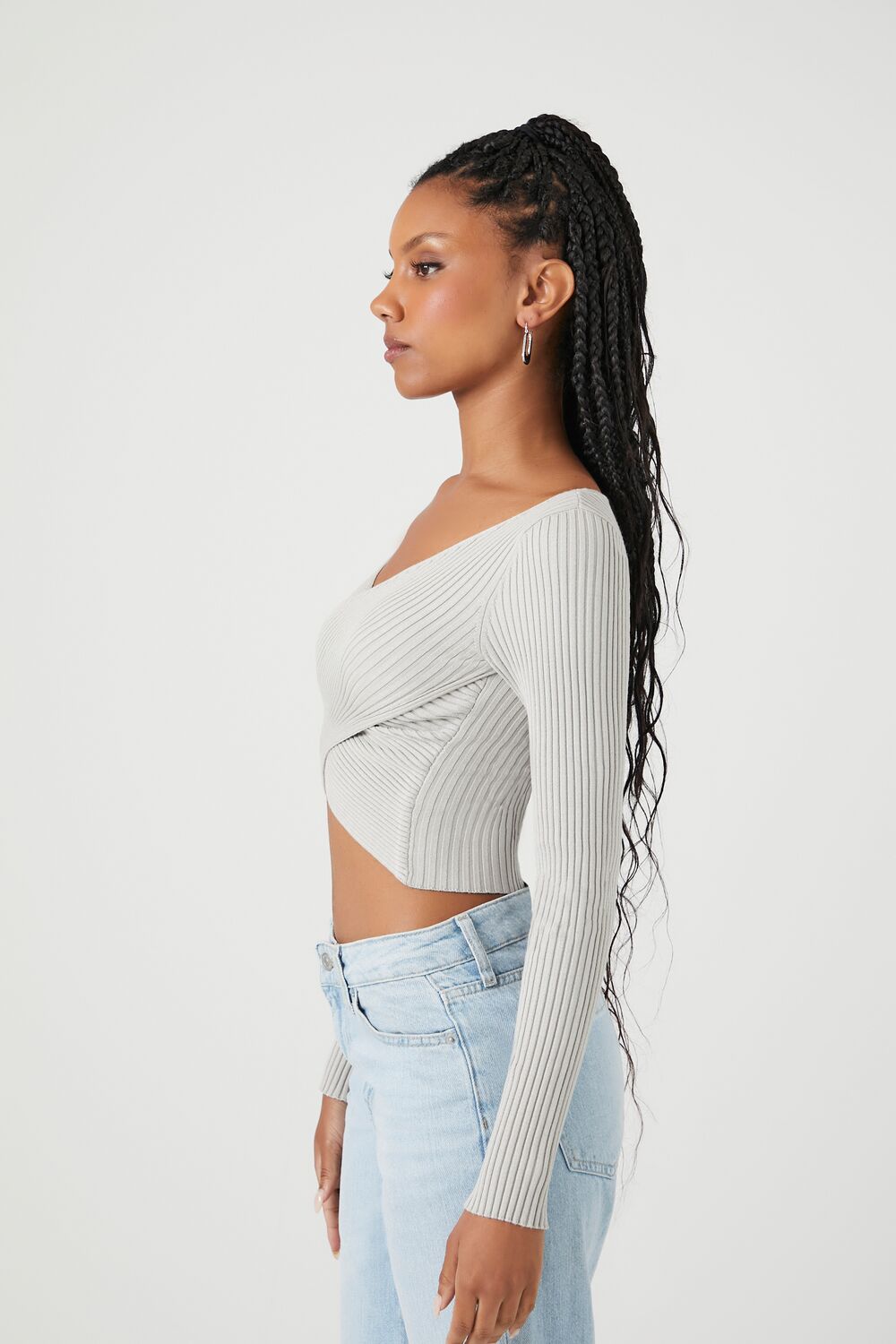 Sweater-Knit Crossover Crop Top
