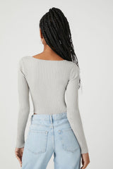Sweater-Knit Crossover Crop Top