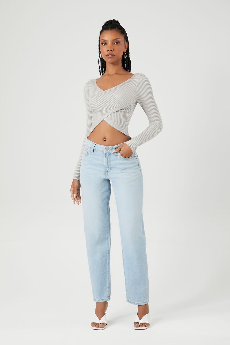 Sweater-Knit Crossover Crop Top