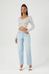 Sweater-Knit Crossover Crop Top